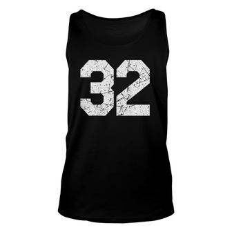 Jersey Uniform Number 32 Athletic Style Sports Back Graphic Unisex Tank Top - Seseable