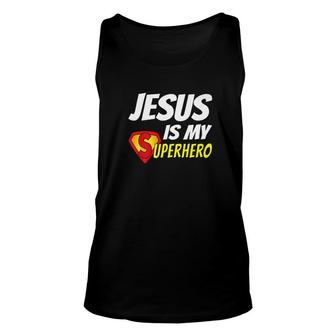 Jesus Is My Superhero Christianity Religion God Unisex Tank Top - Monsterry UK