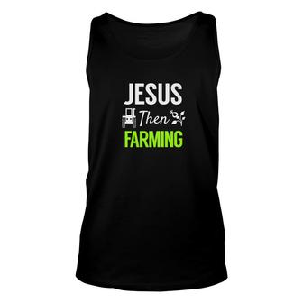 Jesus Then Farming Spiritual Christian Farmer Unisex Tank Top - Monsterry UK