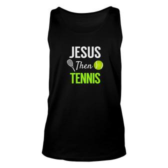 Jesus Then Tennis Christian Spiritual Sport Tee Unisex Tank Top - Monsterry UK