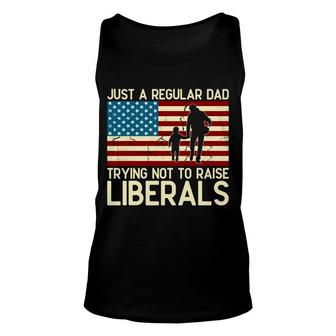 Just A Regular Dad Trying Usa Flag Gift For Dad And Son Unisex Tank Top - Seseable