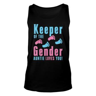 Keeper Of The Gender Auntie Loves You Funny Gender Reveal Unisex Tank Top - Thegiftio UK