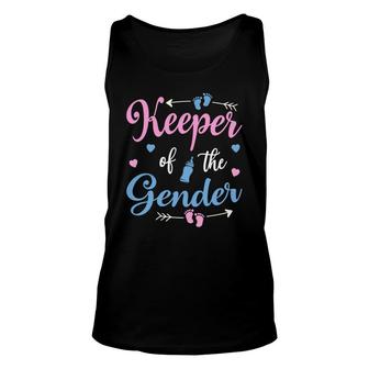 Keeper Of The Gender Baby Gender Reveal Party Pink Blue Graphic Unisex Tank Top - Seseable