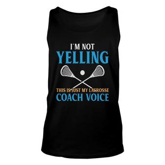 Lacrosse Coach I Am Not Yelling Blue Yellow Unisex Tank Top - Seseable