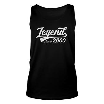 Legend Since 2000 22Nd Birthday 22 Years Old Vintage Gift Unisex Tank Top - Seseable