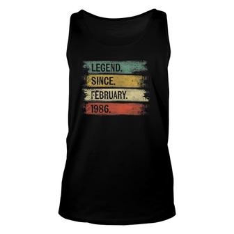 Legend Since February 1986 36 Years Old 36Th Birthday Gifts Unisex Tank Top - Seseable