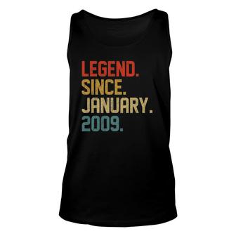 Legend Since January 2009 13 Years Old 13Th Birthday Gift Unisex Tank Top - Seseable