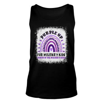 Leopard Rainbow Military Child Month Purple Up Bleached Unisex Tank Top - Seseable