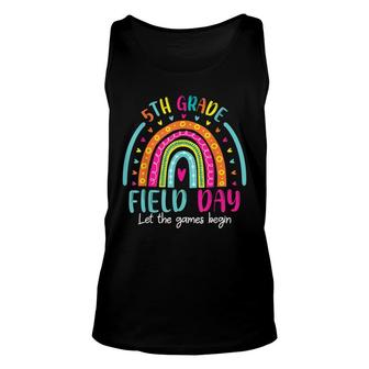 Let The Game Begin Happy Field Day Retro Rainbow 5Th Grade Unisex Tank Top - Thegiftio UK