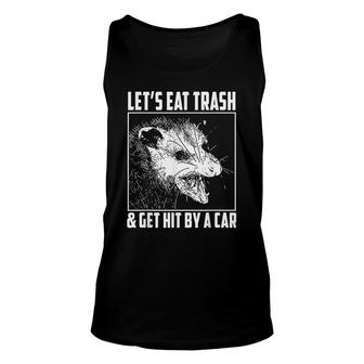 Lets Eat Trash And Get Hit By A Car Vintage Opossum Unisex Tank Top - Seseable