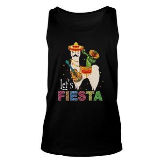 Lets Fiesta Llama Cinco De Mayo Cactus Sombrero Maracas Unisex Tank Top - Seseable