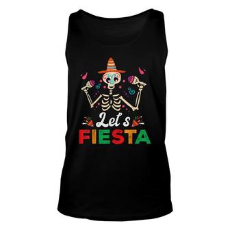 Lets Fiesta Mexican Sombrero Skull Margarita Senorita Unisex Tank Top - Seseable
