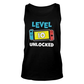 Level 10 Unlocked Gamer 10Th Birthday Video Game Lovers Unisex Tank Top - Seseable