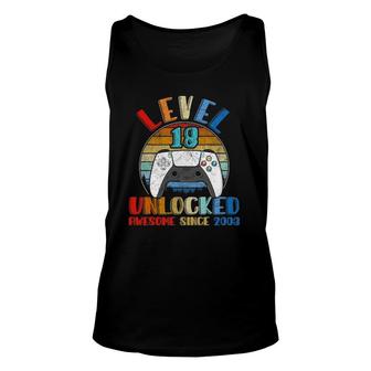 Level 18 Unlocked Awesome 2003 Gamer 18 Birthday 18 Years Old Unisex Tank Top - Seseable