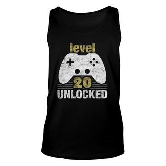 Level 20 Unlocked 20Th Birthday 20 Years Old Gift For Gamers Unisex Tank Top - Seseable
