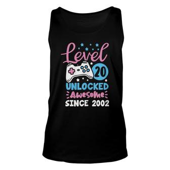 Level 20 Unlocked Awesome 2002 20Th Birthday Girl Video Game Unisex Tank Top - Seseable