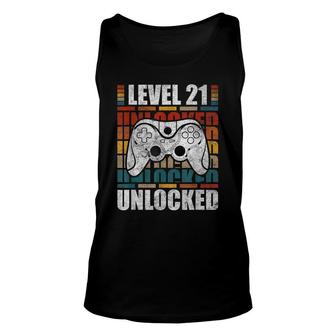 Level 21 Unlocked Retro Video Gamer Birthday Unisex Tank Top - Seseable