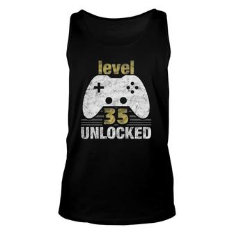 Level 35 Unlocked 35Th Birthday 35 Years Old Gift For Gamers Unisex Tank Top - Seseable