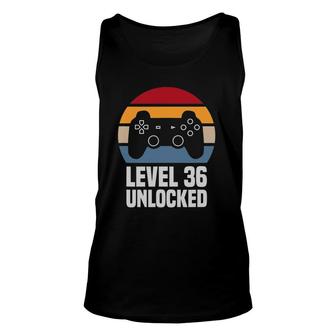 Level 36 Unlocked 36Th Birthday 36 Years Old Video Gamer Unisex Tank Top - Seseable