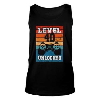 Level 40 Unlocked 40 Years Old Retro 80S 40Th Birthday Gamer Unisex Tank Top - Seseable