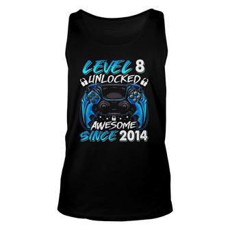 Level 8 Unlocked Awesome Since 2014 8Th Birthday Gamer Tank Top | Mazezy