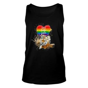 Lgbt Pride Daddy Tiger Rainbow Best Dad Ever Fathers Day Unisex Tank Top - Seseable