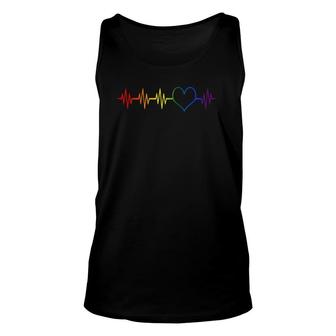Lgbt Rainbow Heartbeat Funny Gay Pride Month Gift Men Women Unisex Tank Top - Seseable