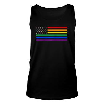 Lgbt Usa Flag Patriotic Gay Rainbow Pride Month Support Raglan Baseball Tee Unisex Tank Top - Seseable