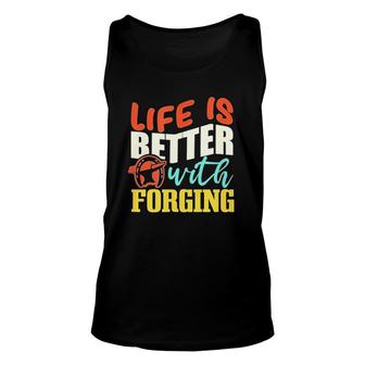Life With Forging Metalworker Vintage Retro Unisex Tank Top | Mazezy