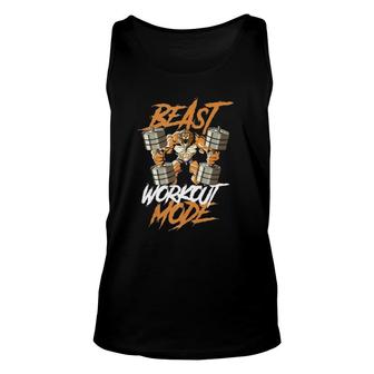 Lion Beast Workout Mode Lifting Weights Muscle Fitness Gym Unisex Tank Top | Mazezy