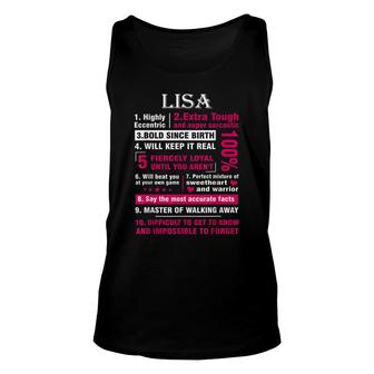 Lisa Highly Eccentric 10 Facts First Name Unisex Tank Top - Seseable