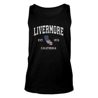 Livermore California Ca Vintage American Flag Sports Design Unisex Tank Top | Mazezy