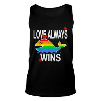 Love Always Wins Lgbt Rainbow Whale With Flag Colors Unisex Tank Top - Thegiftio