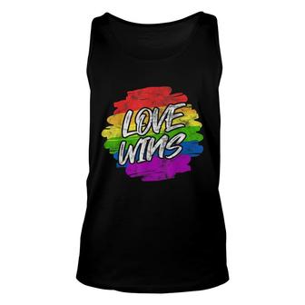 Love Wins Lesbian Gay Rainbow Color Lgbt Pride Unisex Tank Top - Thegiftio