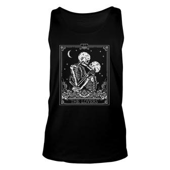 The Lovers Vintage Tarot Card Astrology Skull Horror Occult Tank Top | Mazezy