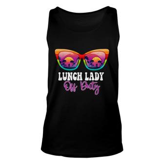 Lunch Lady Off Duty Sunglasses Palm Tree Beach Sunset Summer Unisex Tank Top - Thegiftio UK
