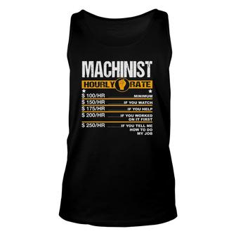 Mens Machinist Hourly Rate Engine Driver Cnc Labor Rates Tank Top | Mazezy