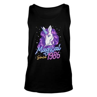 Magical Since 1986 36 Years Old Birthday Party Gift Unicorn Unisex Tank Top - Seseable