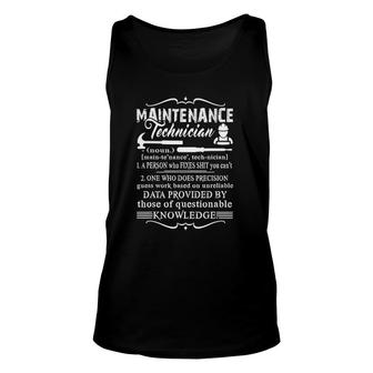 Maintenance Technician Definition Maintenance Technician Unisex Tank Top | Mazezy