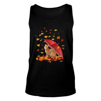 Maple Cat And Umbrella Leaf Fall Hello Autumn Bicycle Gift Unisex Tank Top | Mazezy