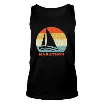 Marathon Florida Keys Vintage Retro Sailboat Vacation Unisex Tank Top | Mazezy