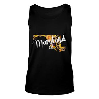 Maryland Sunflower Leopard Print Wildflower State Map Unisex Tank Top - Seseable