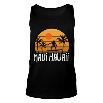 Maui Hawaii Beach Retro Sunset Summer Unisex Tank Top - Seseable