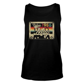 May 1986 35Th Birthday 35 Years Old Retro Vintage Cassette Unisex Tank Top - Seseable