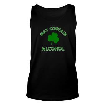 May Contain Alcohol Funny Lucky Shamrock Unisex Tank Top - Monsterry CA