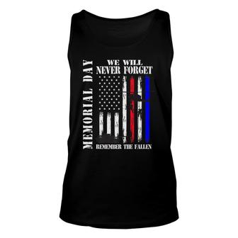 Memorial Day We Will Never Forget Remember The Fallen Flag Unisex Tank Top - Thegiftio UK