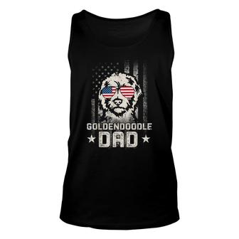 Men Dog Dad Usa Flag Doodle Patriotic Dog Father Unisex Tank Top - Thegiftio