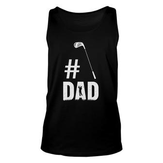 Mens 1 Dad Golf Lover Gift Funny Golfing Fathers Day Unisex Tank Top - Seseable