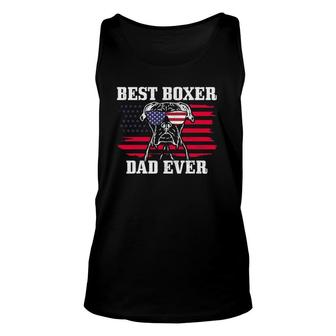 Mens Best Boxer Dad Ever Dog Patriotic 4Th Of July American Flag Unisex Tank Top - Seseable