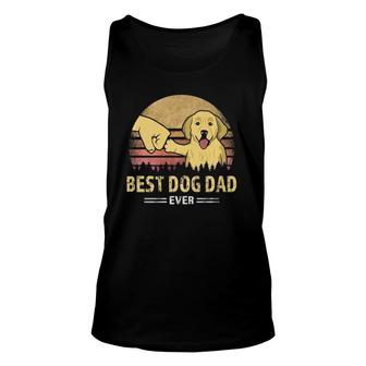 Mens Best Dog Dad Ever Golden Retriever Retro Puppy Lover Design Unisex Tank Top - Seseable